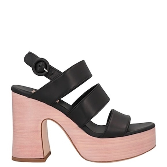 AGL Platform Block Heel Sandals Black Sz 39.5/US 9 - Picture 1 of 12